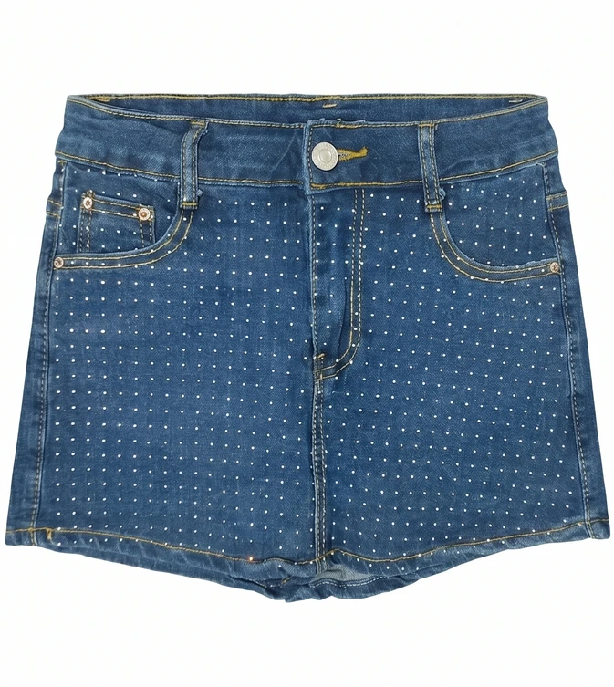 Falda Shorts Azul Oscuro Brillos Cuadrados