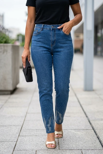 Pantalón Jean Brillo En Bota