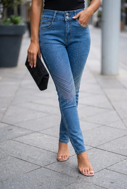Pantalon Jean Con Brillos