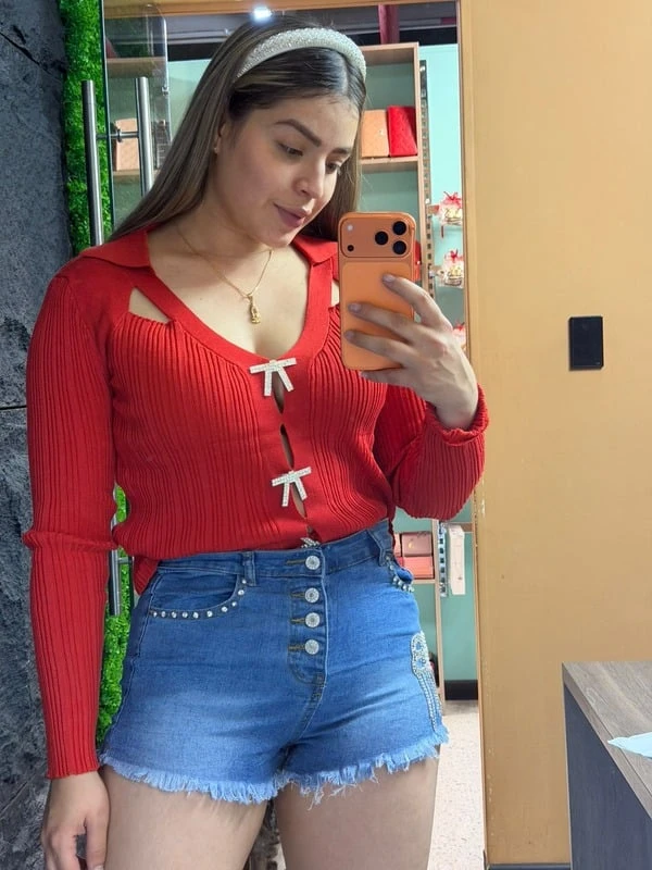 Shorts Azul Claro Brillos Cadenas